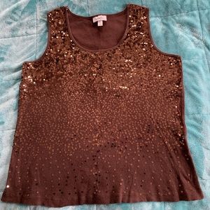 Dress Barn Brown Sequined Tank Top Size: 2x
